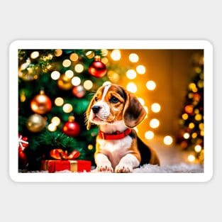 Beagle Puppy with Christmas Gifts Magnet